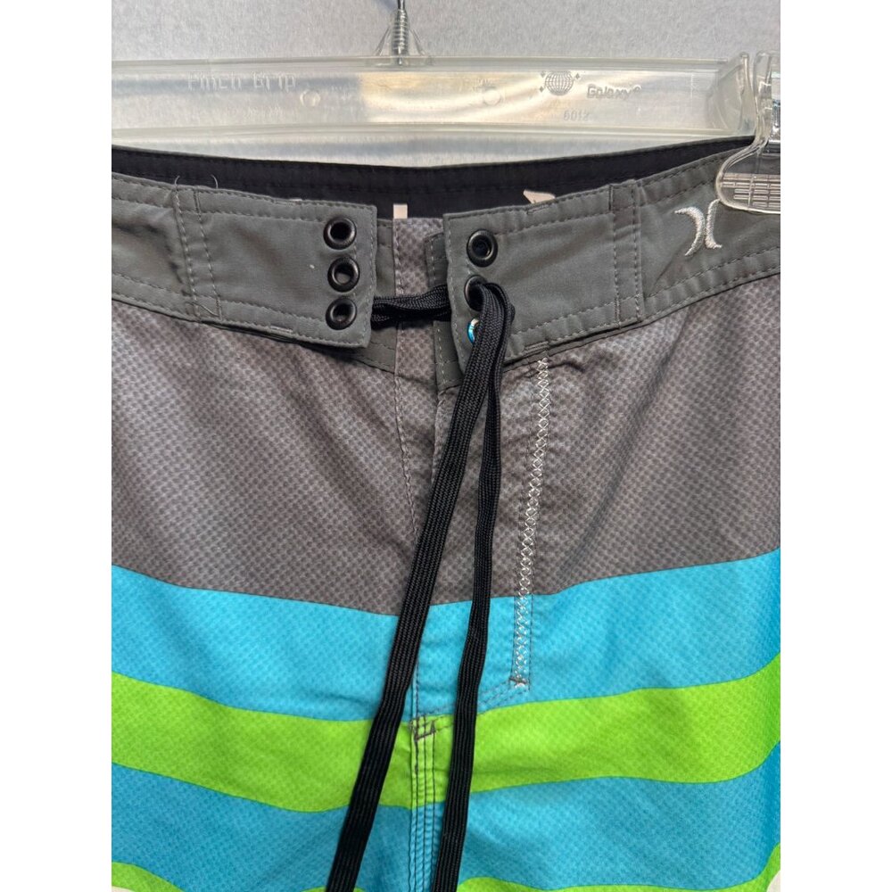 Hurley Phantom Mens Board Shorts Size 34 Gray/Green/Blue Polyester Surfwear - Picture 3 of 10